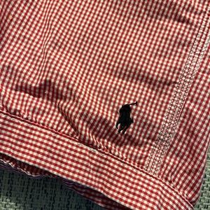 Polo Ralph Lauren Swim Trunks Boys size Large (16/18) red and white check